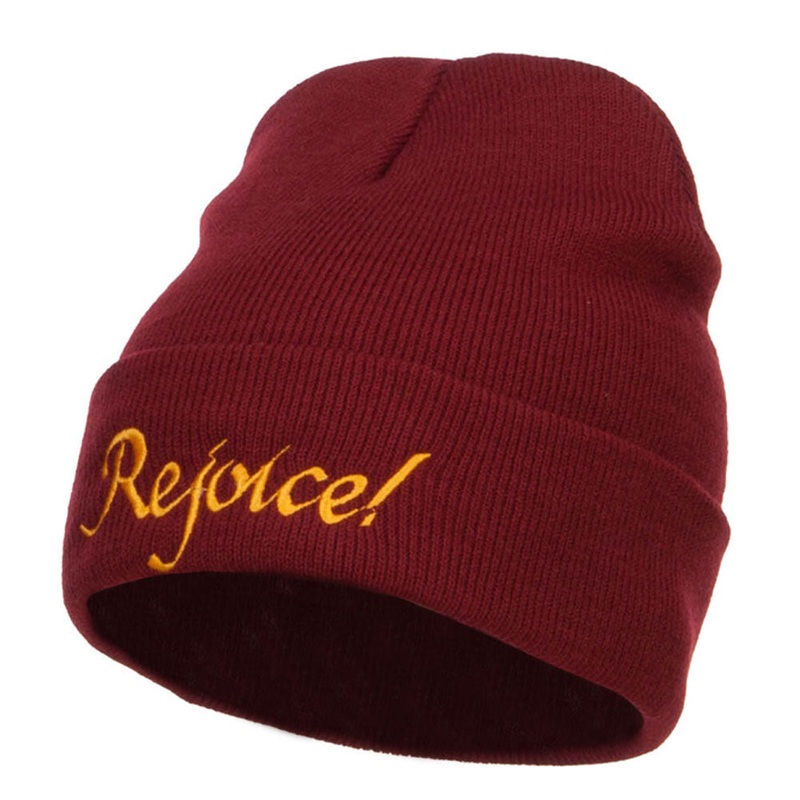 Rejoice Embroidered Long Beanie Maroon One Size