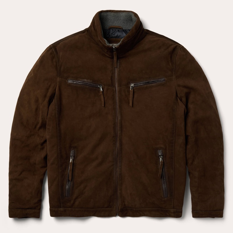 Suede Moto Jacket Brown S