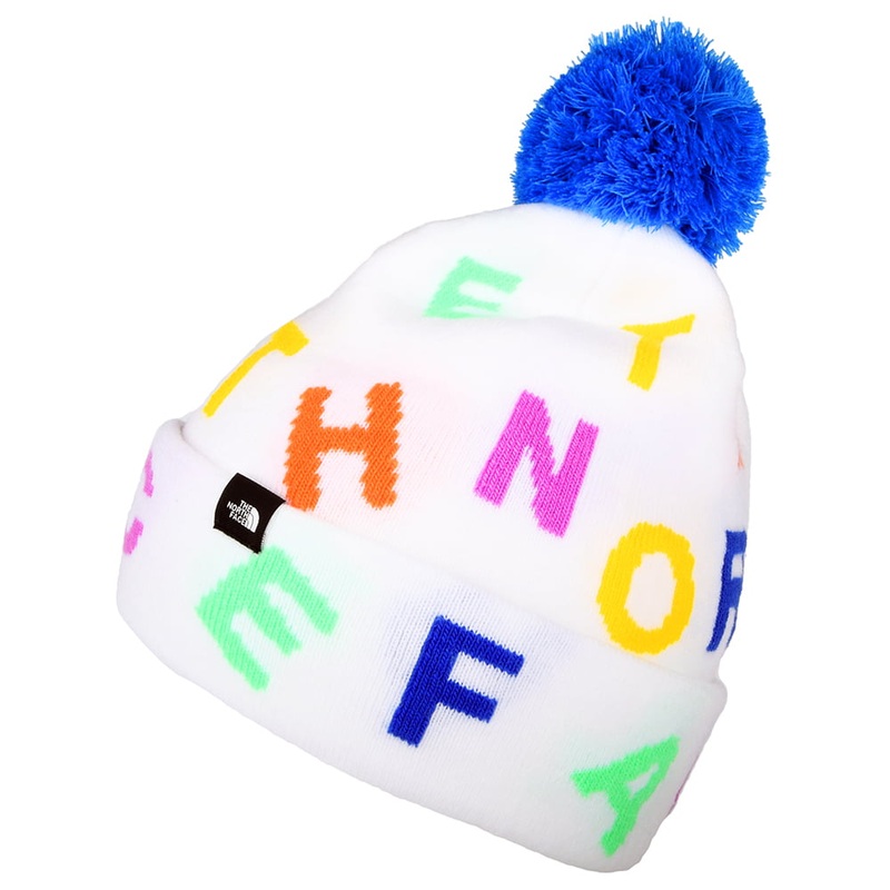 The North Face Hats Kids Ski Tuke Bobble Hat – White-Multi Kids – 1-Size