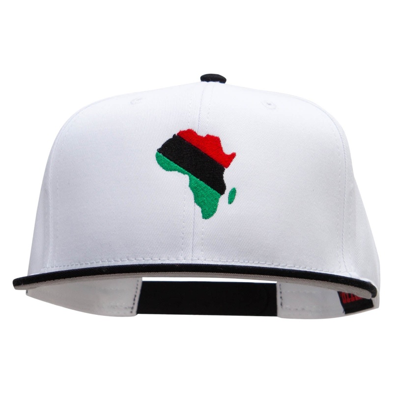 African Kwanzaa Embroidered Two Tone Flat Bill Snapback Black White One Size