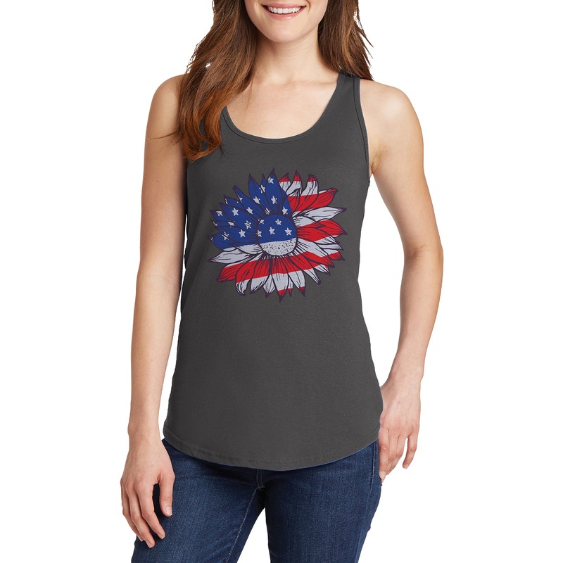 An American Sunflower Ladies Core Cotton Tank Top Charcoal XS