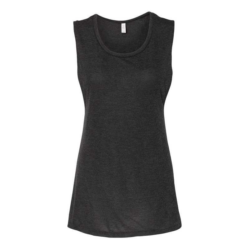 Bella + Canvas 8803 Women’s Flowy Scoop Muscle Tank – Black Heather Black Heather S