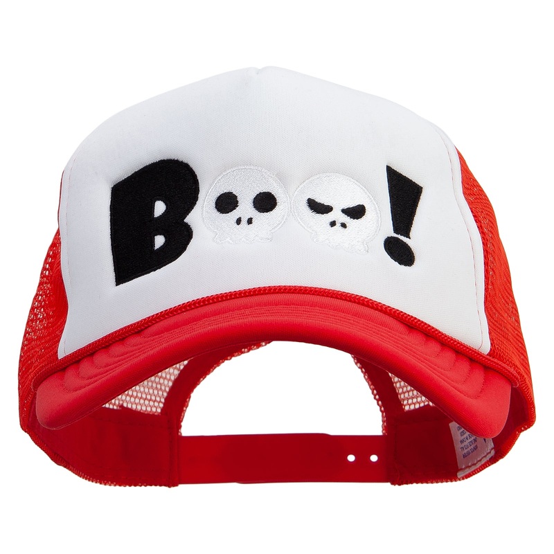 Boo Embroidered Summer Foam Mesh Trucker Cap Red White One Size