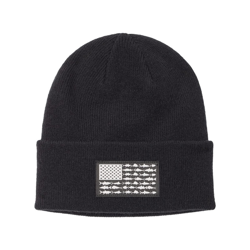 Columbia 205379 PFG Fish Flag Cuffed Beanie Black