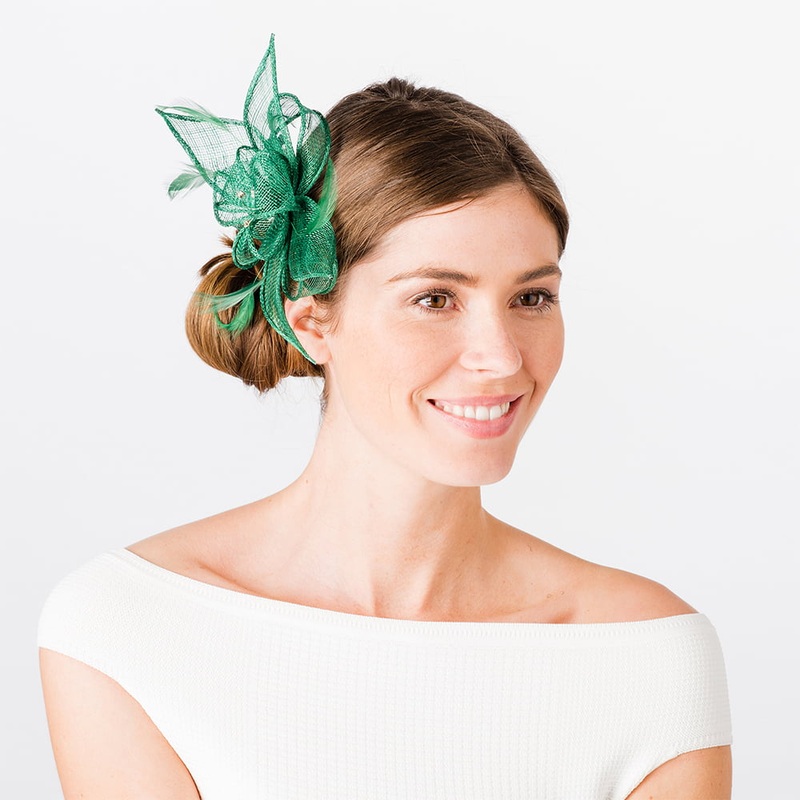 Failsworth Hats Wendy Clip-On Flower Fascinator – Emerald 1-Size