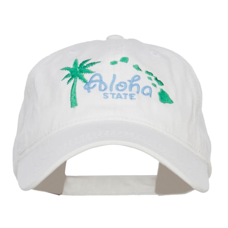 Hawaii Aloha State Embroidered Cap White One Size
