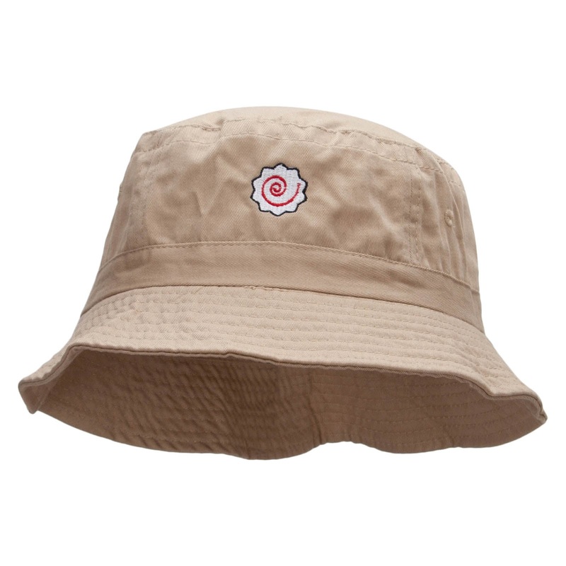 Japanese Narutomaki Embroidered Bucket Hat Khaki One Size