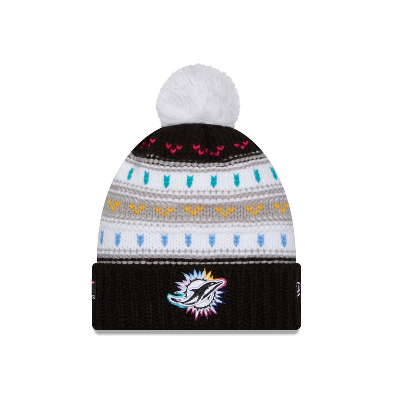 Miami Dolphins 2025 Crucial Catch Women’s Pom Knit Hat One Size