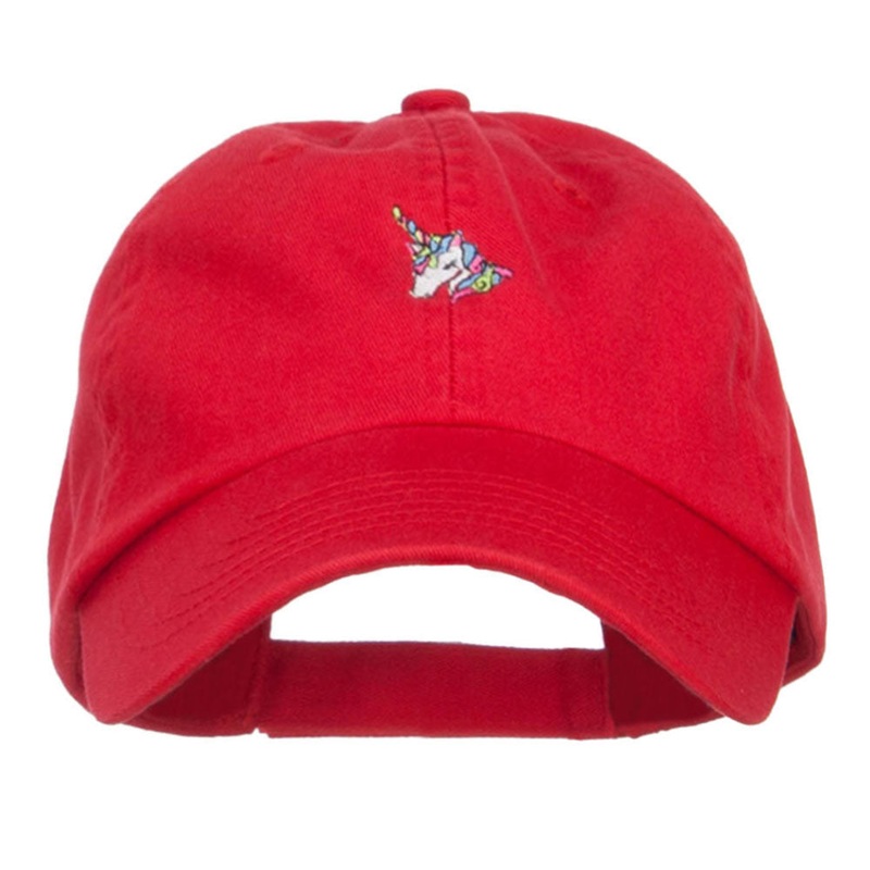 Mini Unicorn Embroidered Pet Spun Cap Red One Size