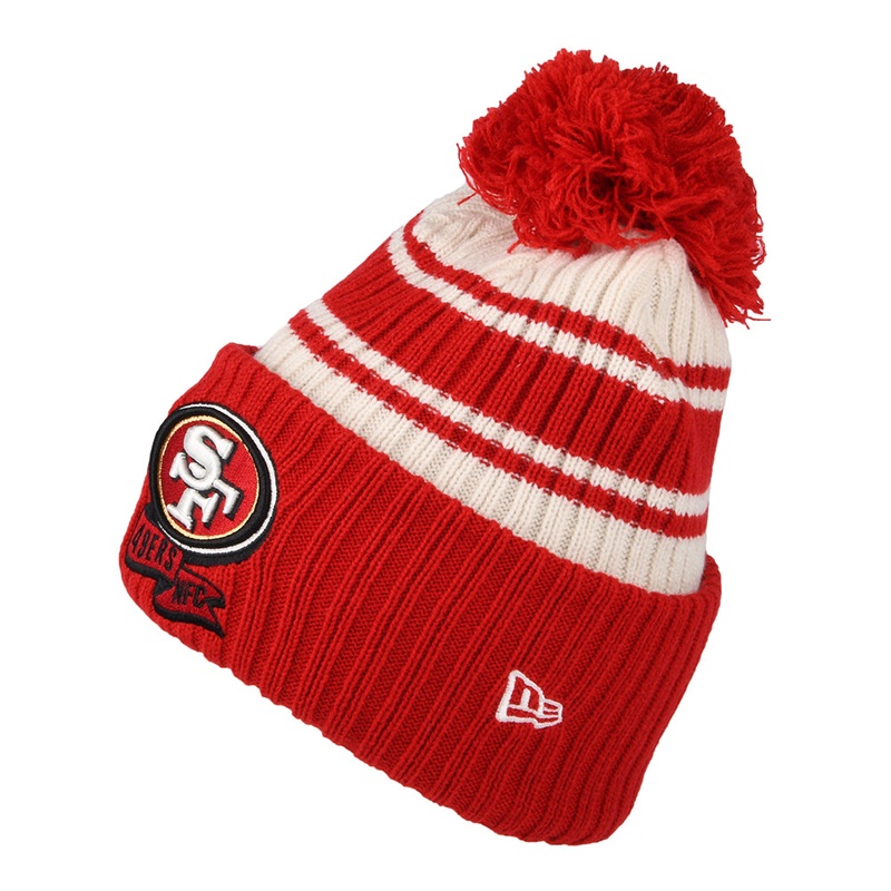 New Era San Francisco 49ers Bobble Hat – NFL Sideline Sport Knit XXII – Red-White 1-Size