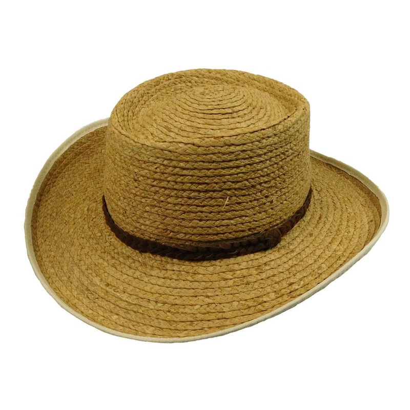 Raffia Gambler with Bound Brim Natural M