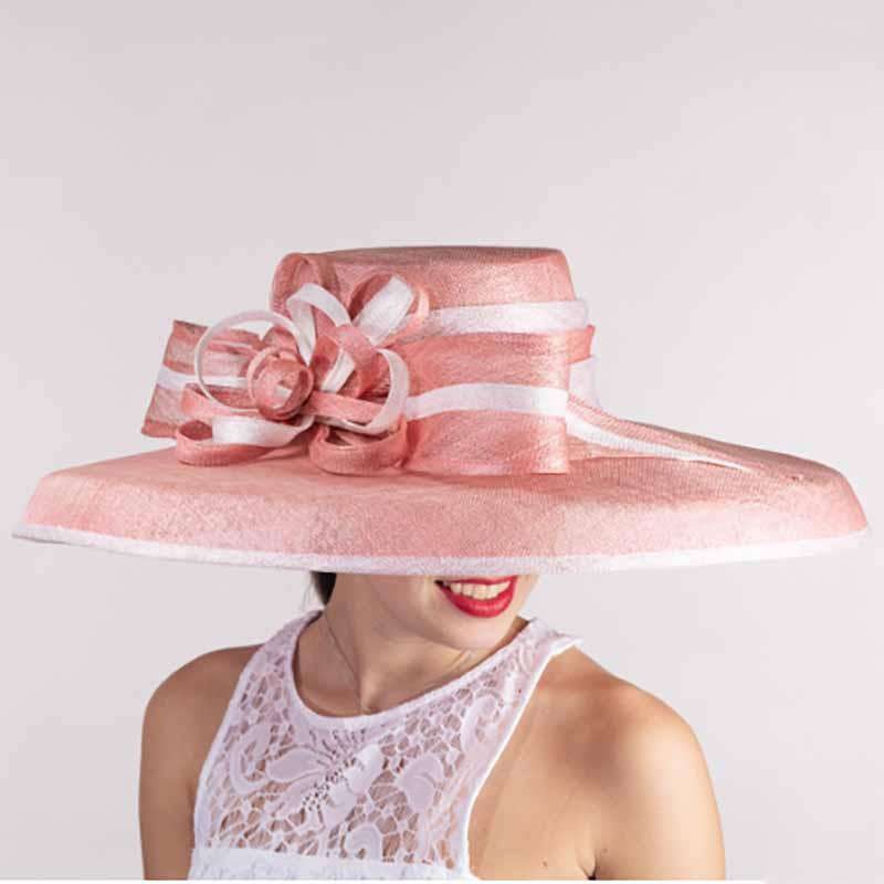 Tiffany Style Brim Pink Kentucky Derby Hat – KaKyCO Light Pink and White OS