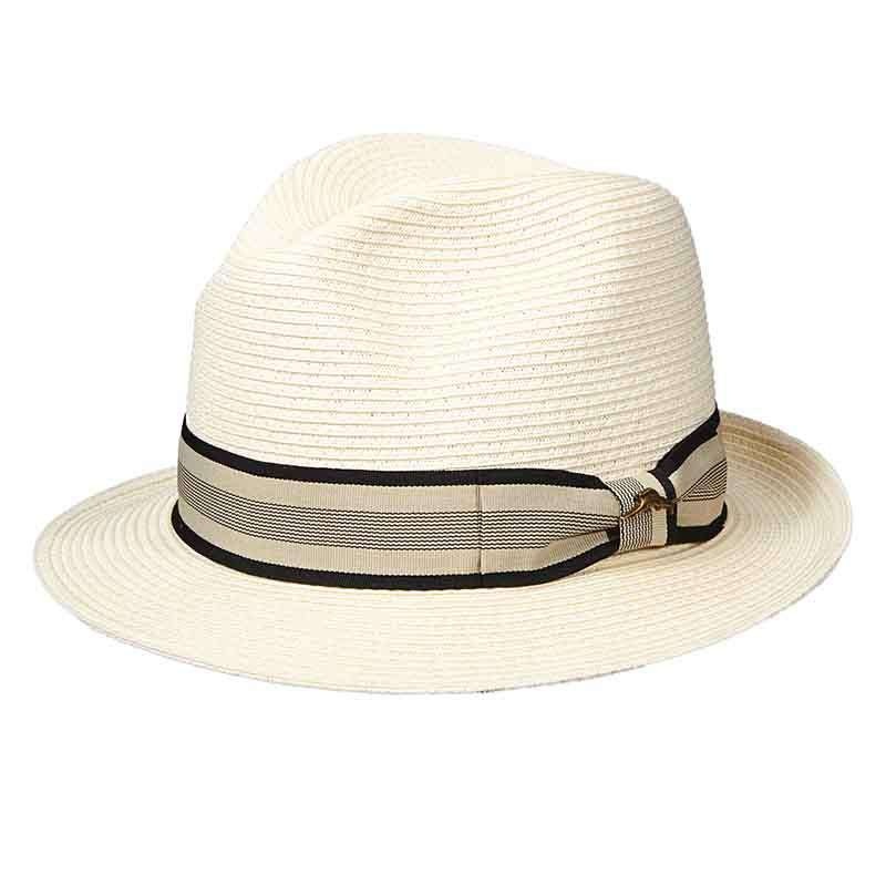 Tommy Bahama Classic Ivory Fedora Hat with TB Marlin Pin Ivory S/M (55-57cm)