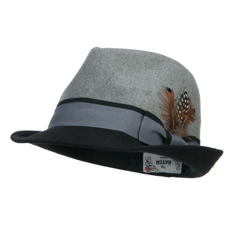 Two Tone Fedora with Feather Camel One Size