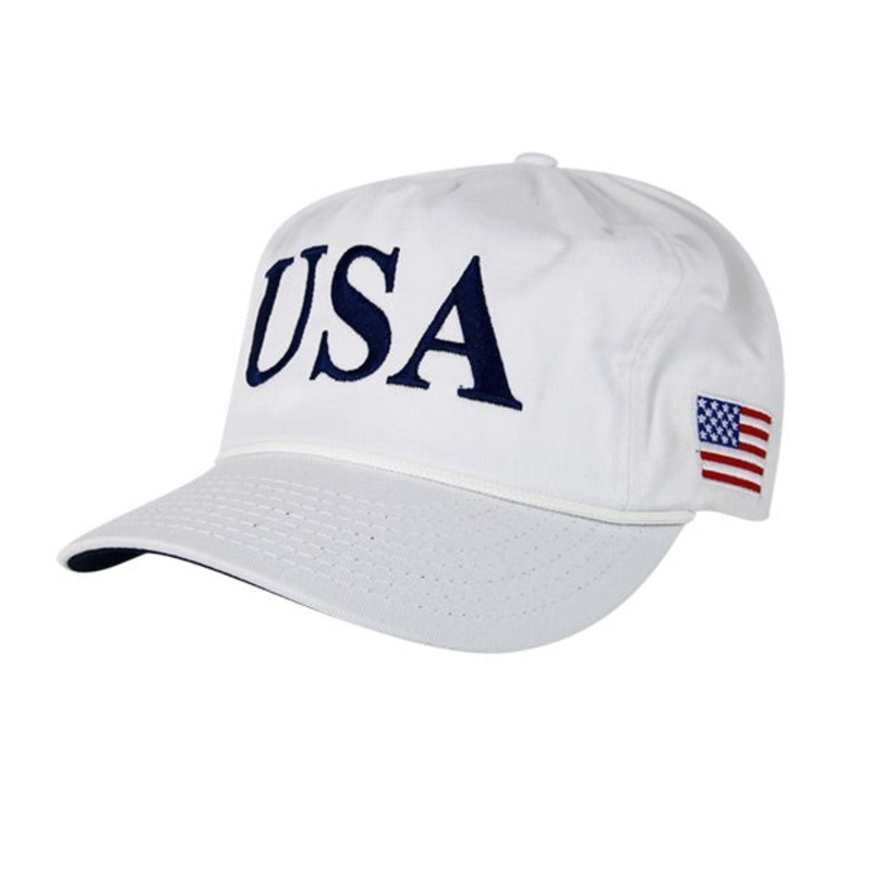 USA America Golf Hats, US Flag Baseball Caps – A091 White