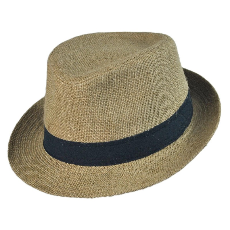 Wholesale Jute Fabric C-Crown Trilby Fedora Hat B2B Pre-Pack TAN 1S-3M-4L-3XL-1XXL