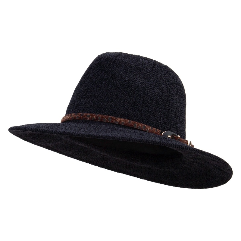 Women’s Cheetah Print Trim Band Hat Black One Size