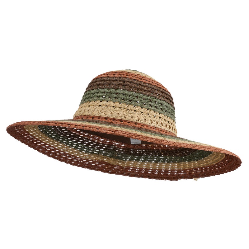 Women’s Mix Striped Paper Straw Hat Sunset One Size