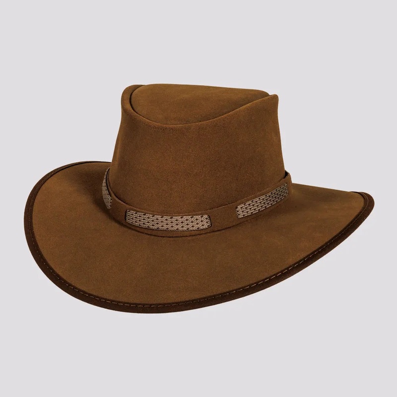 Zephyr | Womens Genuine Suede Leather Outback Hat Mocha SM