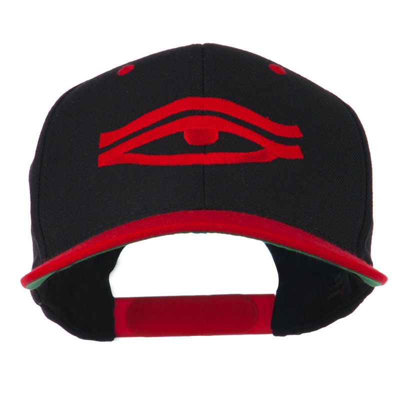 All Seeing Eye Embroidered Flat Bill Cap Black Red One Size