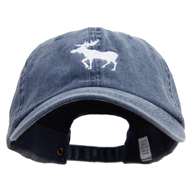 American Moose Embroidered Big Size Washed Pigment Dyed Cap Navy XL-3XL