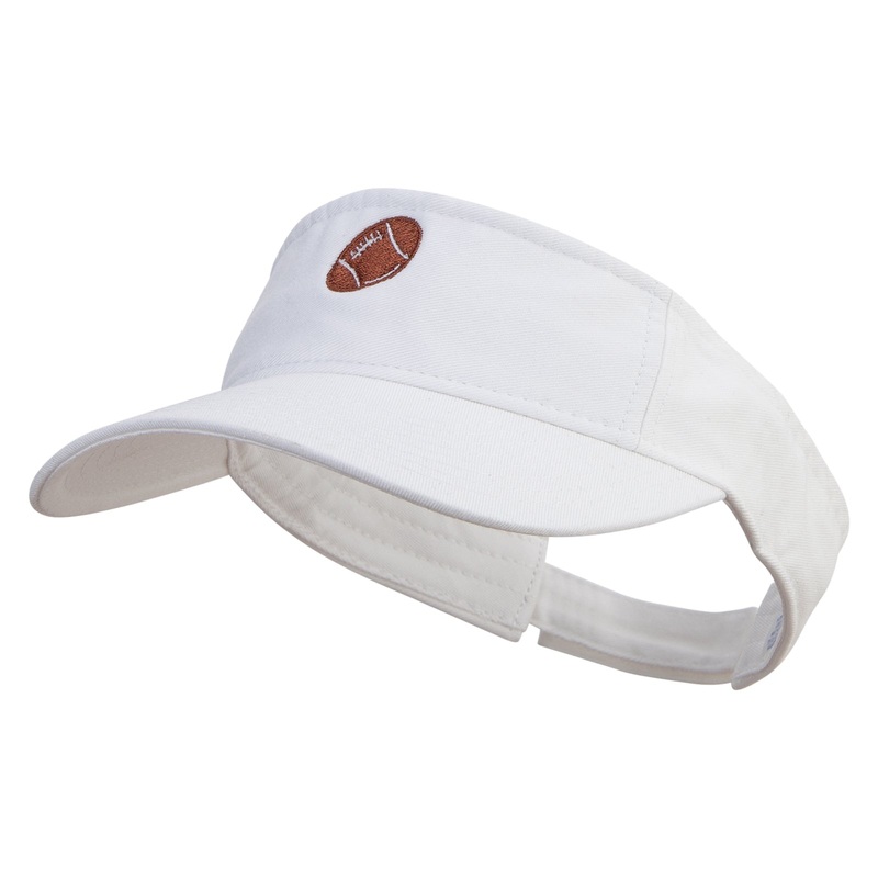 Artistic Rugby Ball Embroidered Pro Style Cotton Twill Washed Visor White One Size