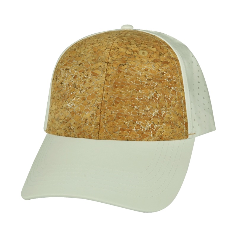 Blank – 6 Panel – Shallow Fit – Pony Tail – Cork – White (Unisex) – Laser Mesh