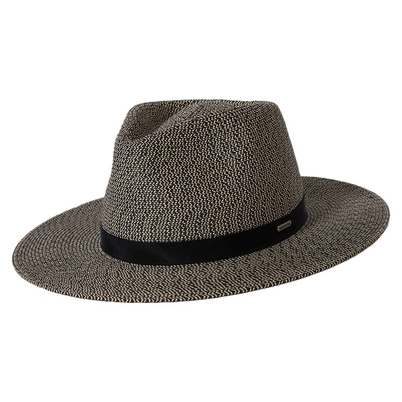 Brixton Hats Carolina Packable Toyo Straw Fedora Hat – Black-Natural Small-56cm