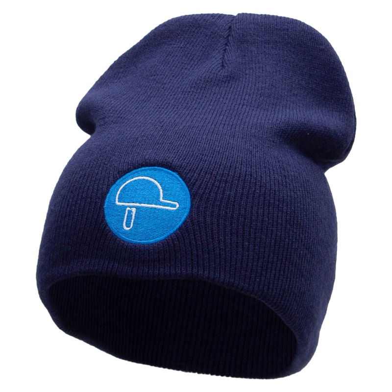 Jockey Helmet Embroidered 8 inch Acrylic Short Blank Beanie Navy One Size