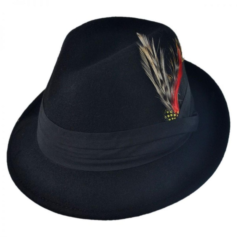 Kid’s Blues Crushable Wool Felt Trilby Fedora Hat BLACK S