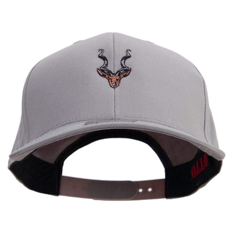 Kudu Antelope Embroidered Solid Cotton Twill Pro Style Cap Grey One Size