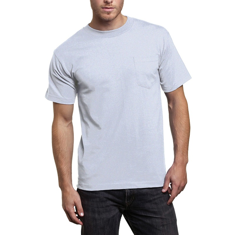 Made In USA Heavy Weight Pocket Crew T-Shirt Ash XS