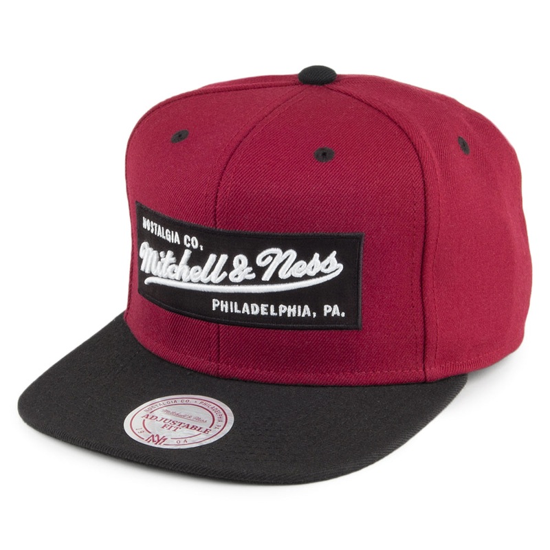 Mitchell & Ness Box Logo Snapback Cap – Burgundy-Black Adjustable