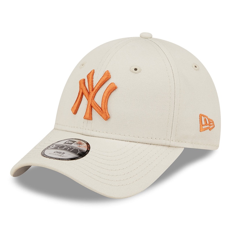 New Era Kids 9FORTY New York Yankees Baseball Cap – MLB League Essential – Stone-Burnt Orange CHILD ADJ.
