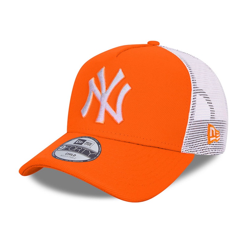 New Era Kids New York Yankees A-Frame Trucker Cap – MLB Tonal Mesh – Neon Orange CHILD ADJ.