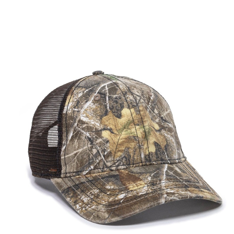 Outdoor Cap CWF310 Mesh-Back Camo Hat with Flag Undervisor Realtree Edge/American Flag