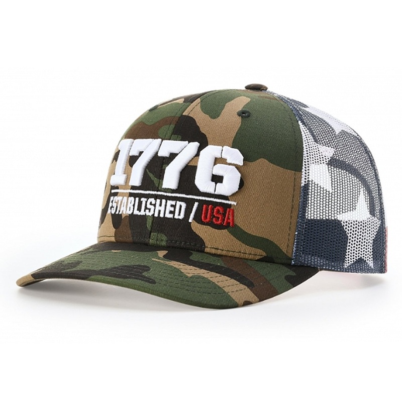 Richardson Printed Mesh Back Trucker Cap, Snapback Hat – 112PM Black/Black-White Fade