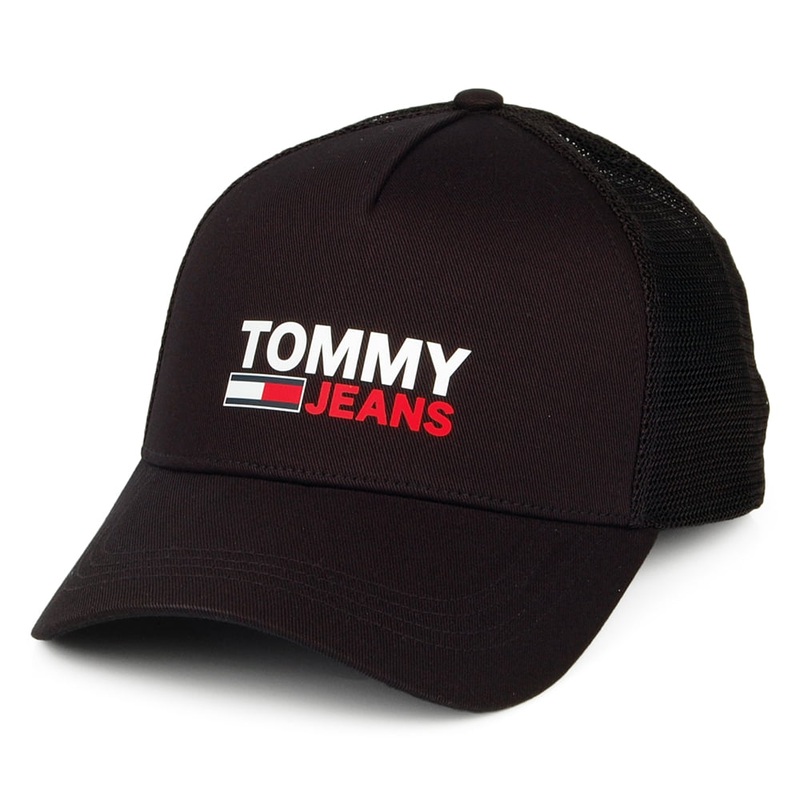 Tommy Hilfiger Hats TJM Logo Trucker Cap – Black Adjustable