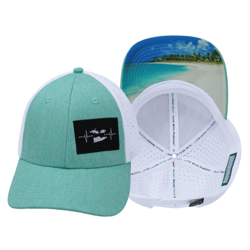 Virgin Islands Hat – Low Profile – Teal / White – Laser Mesh