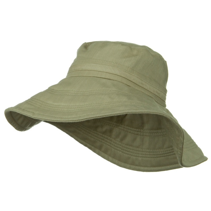 Wide Brim Ladies Linen Hat Khaki One Size
