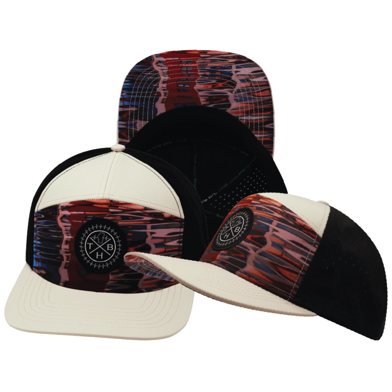 **YOUTH** Color Vibes Hat – Flat Bill – Art Deco – Cream / Black – Laser Mesh