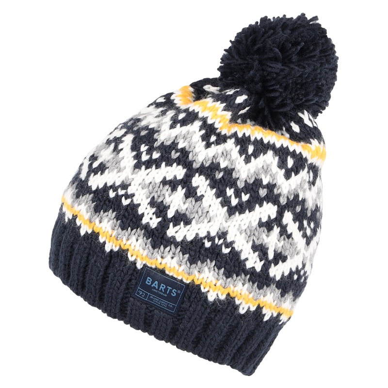 Barts Hats Pazo Fair Isle Bobble Hat – Navy Blue 1-Size