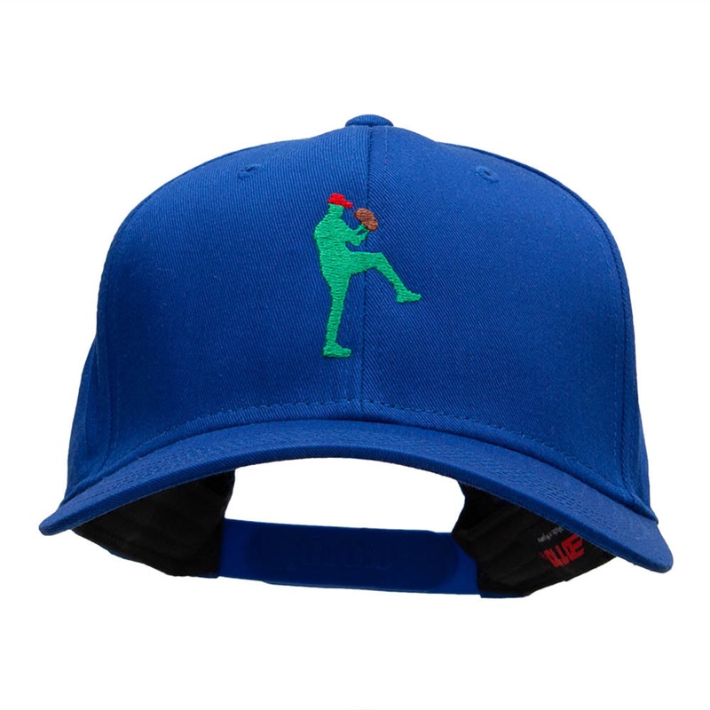Baseball Pitcher Silhouette Embroidered Cotton Twill Cap Royal One Size