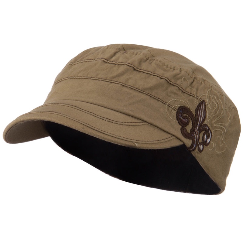 Checkered Flower Army Cap Black One Size