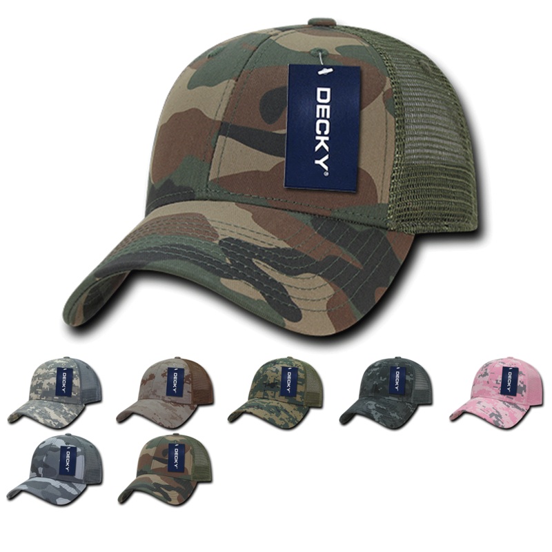 Decky 218 – 6 Panel Low Profile Structured Camo Trucker Hat Desert digital