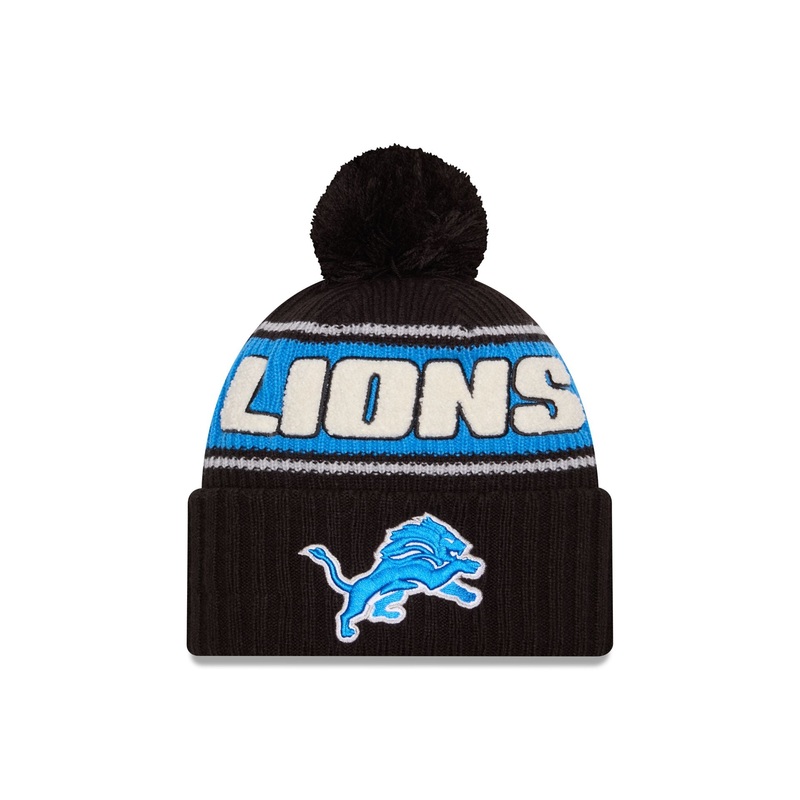 Detroit Lions 2024 Cold Weather Black Pom Knit Hat One Size