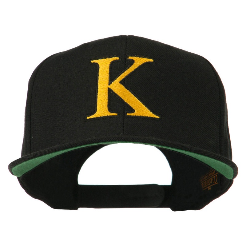 Greek Alphabet KAPPA Embroidered Flat Bill Cap Black One Size