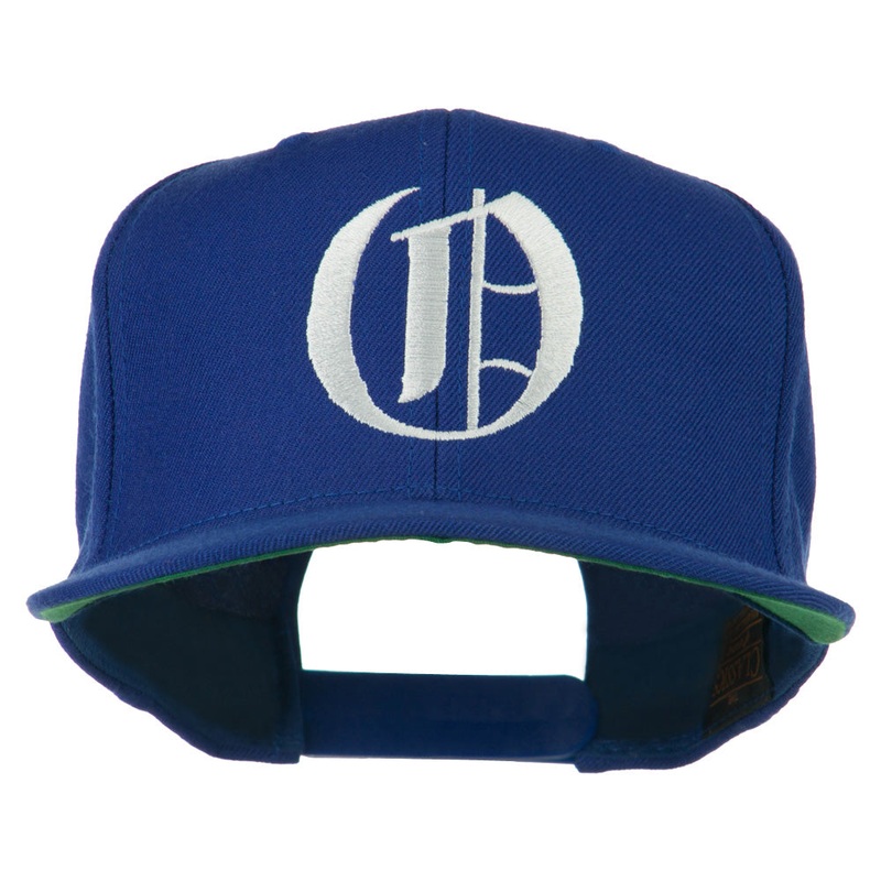 Large Old English O Embroidered Flat Bill Cap Royal One Size