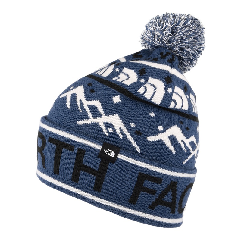 The North Face Hats Kids Ski Tuke Bobble Hat – Blue-White Kids – 1-Size