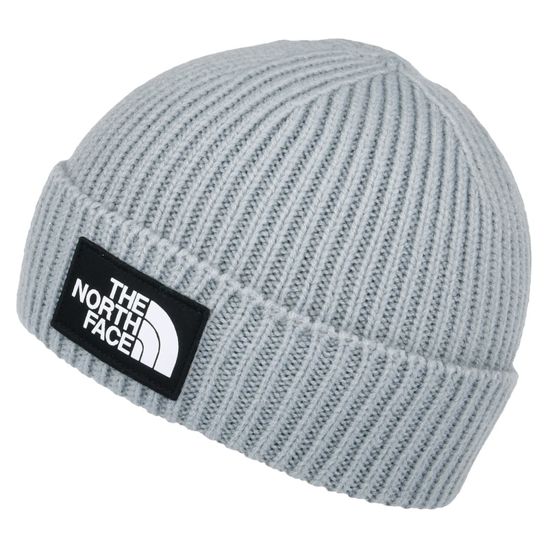 The North Face Hats TNF Logo Box Cuffed Fisherman Beanie Hat – Grey 1-Size